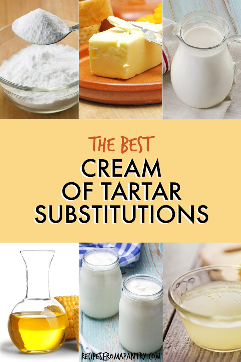 A Collage of images of ingredients that can be used to substitute for cream of tartar in recipes