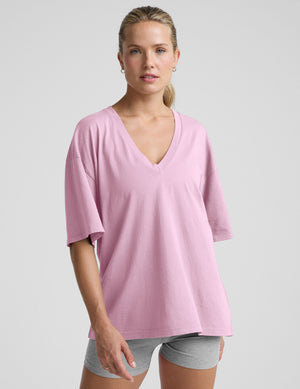 Oversized V-neck Cotton Tee