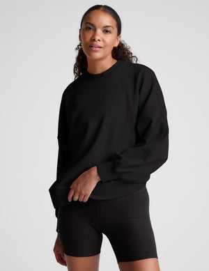 black crew neck sweatshirt.