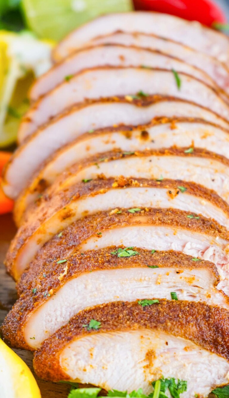 Sliced turkey breast that has been smoked.